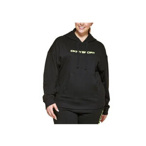 DKNY SPORT Women Logo Graphic Hoodie Black Plus Size 2X 0910